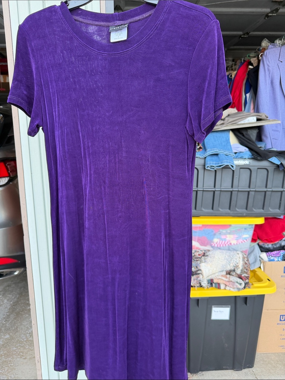 Women's Purple Short-Sleeve A-Line Dress